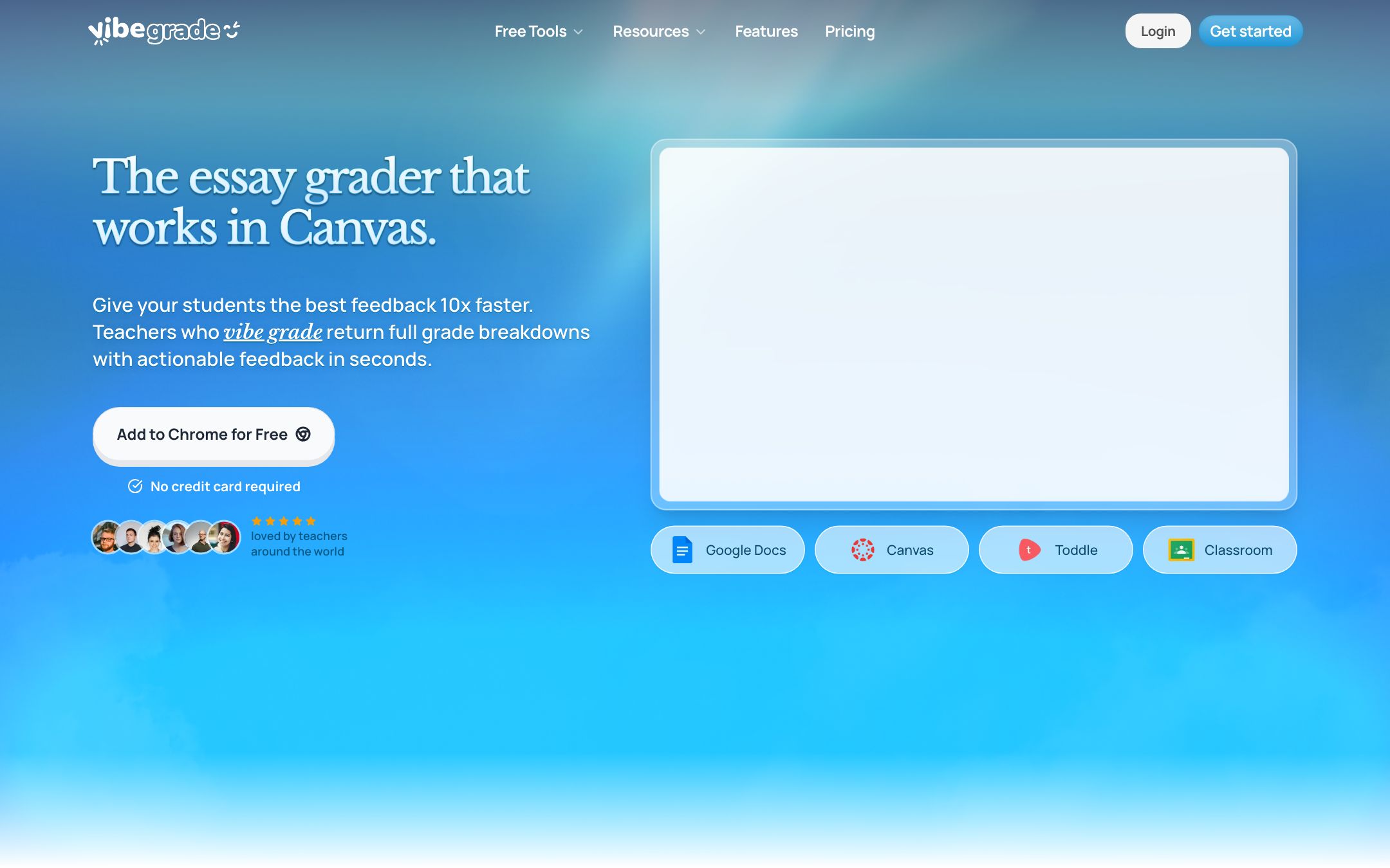 VibeGrade Chrome extension open in Google Docs showing rubric-aware Smart Annotations on a student essay, with a grade breakdown panel on the right.